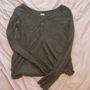 Hollister gray button up long sleeve